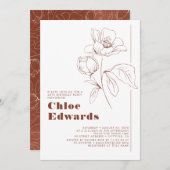 Minimalistische witte terracotta boho verjaardagsf kaart (Voorkant / Achterkant)