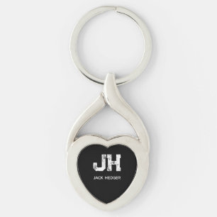 MINIMALISTISCHE WITTE TWEELITERIGE MONOGRAM NAAM Z SLEUTELHANGER