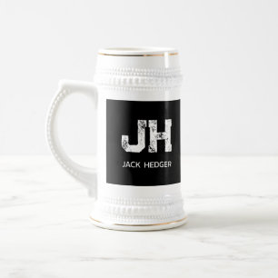 MINIMALISTISCHE WITTE TWEELITTERIGE MONOGRAM NAAM BIERPUL