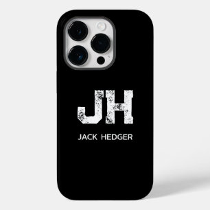 MINIMALISTISCHE WITTE TWEELITTERIGE MONOGRAM NAAM Case-Mate iPhone 14 PRO HOESJE