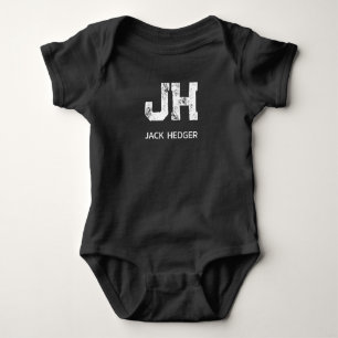 MINIMALISTISCHE WITTE TWEELITTERIGE MONOGRAM NAAM  ROMPER