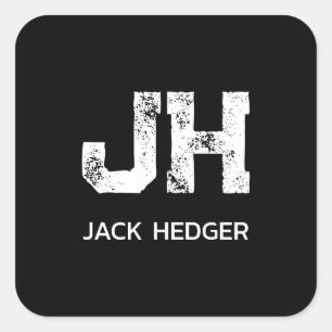 MINIMALISTISCHE WITTE TWEELITTERIGE MONOGRAM NAAM VIERKANTE STICKER