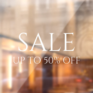 Minimalistische witte typografie Sale-winkel Raamsticker