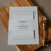 Minimalistische witte zwarte bruiloft uitnodigingen wikkel