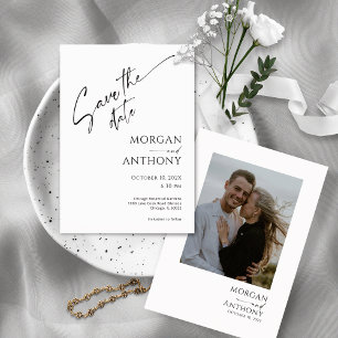 Minimalistische witte zwarte foto bewaar de datum save the date