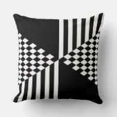 Minimalistische witte & zwarte strepen diamant kussen (Voorkant)