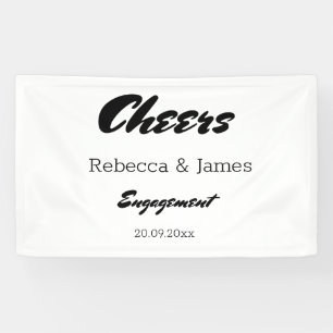 Minimalistische witte & zwarte verlovingsfeest Che Spandoek