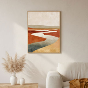 Minimalistische woestijn rivier abstracte wandkuns poster