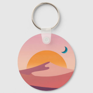 Minimalistische woestijn zonsondergang maan landsc sleutelhanger