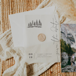 Minimalistische Woodland Elegance   Save the date Vellum Uitnodigingen