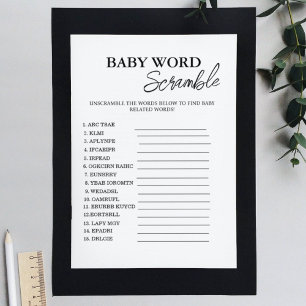 Minimalistische woord scramble baby shower spel ka kaart