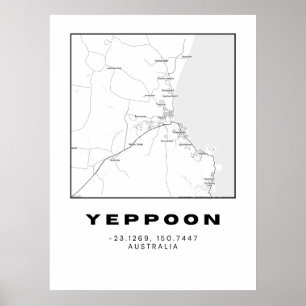 Minimalistische Yeppoon-kaart met coördinaten   Poster