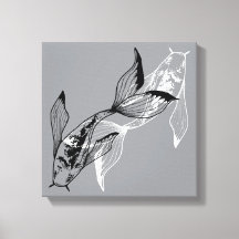Minimalistische Yin Yang Koi Vis Canvas Print