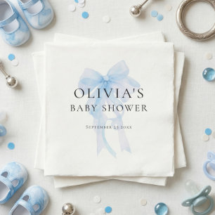 Minimalistische zachte blauwe strik babyshower servet