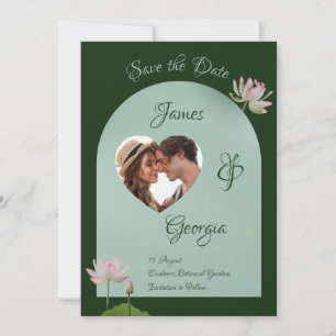 Minimalistische zachte roze en groene lotus slaan  kaart
