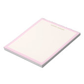 Minimalistische zachte roze rand gepersonaliseerde notitieblok (Gedraaid)