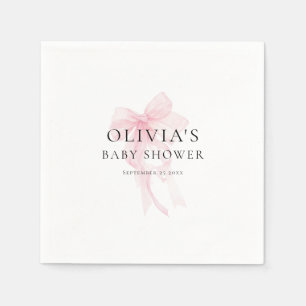 Minimalistische zachte roze strik babyshower servet