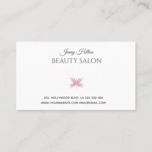 Minimalistische zachte waterverf blozen vlinder visitekaartje (Achterkant)