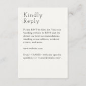 Minimalistische zachte witte bruiloft RSVP kaartje (Voorkant)