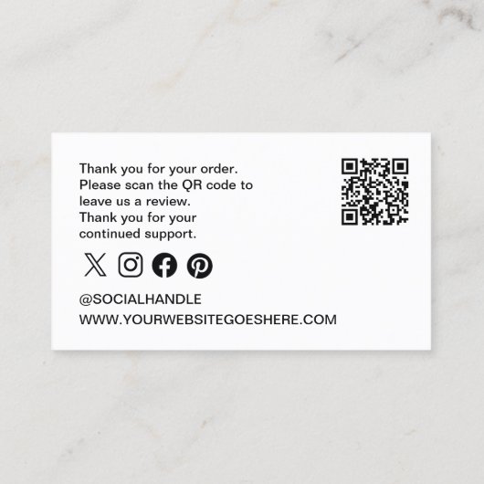 Minimalistische zakelijke logo Bestelling Dank u R Visitekaartje (Achterkant)