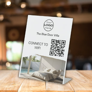 Minimalistische Zakelijke Logo Wifi QR Code Reclamebord Met Voetstuk
