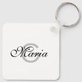 Minimalistische zakelijke QR-codecijfer, monogramm Sleutelhanger (Achterkant)