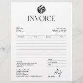 Minimalistische zakelijke zwart-witfactuur flyer (Voorkant)