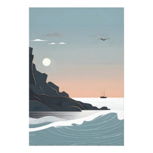 Minimalistische zee kunst foto afdruk
