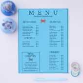Minimalistische zeekragrill restaurant menukaart D Flyer (Enkel)