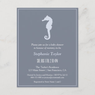Minimalistische zeepaard oceaan babyshower uitnodi kaart