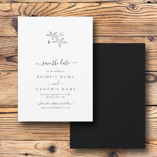 Minimalistische zeester strand monogram bruiloft save the date