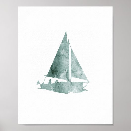 Minimalistische zeilboot Aquarel Art Print (Voorkant)