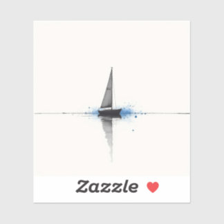 Minimalistische zeilboot aquarel- en inkt schilder sticker