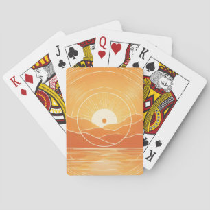 Minimalistische Zen Berg Oceaan Retro Zonsondergan Pokerkaarten