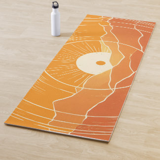 Minimalistische Zen Berg Oceaan Retro Zonsondergan Yogamat