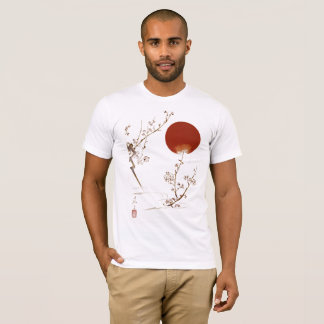 Minimalistische Zen Japanse Zon en Pruimen Tak Ont T-shirt