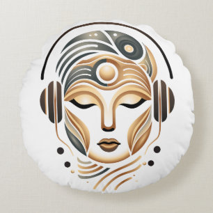 Minimalistische Zen Muziek Godin Geometrisch Abstr Rond Kussen