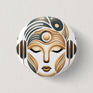 Minimalistische Zen Muziek Godin Geometrisch Abstr Ronde Button 3,2 Cm