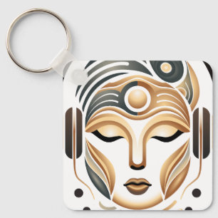 Minimalistische Zen Muziek Godin Geometrisch Abstr Sleutelhanger