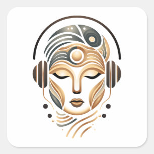 Minimalistische Zen Muziek Godin Geometrisch Abstr Vierkante Sticker