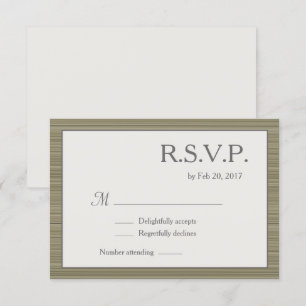 Minimalistische zen olijfgroen grijze strepen rsvp kaart