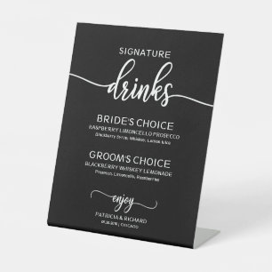 Minimalistische Zijn en Haar Signature Dranken Huw Reclamebord Met Voetstuk
