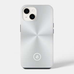 Minimalistische Zilveren Afbeelding, Monogram iPhone 14 Hoesje