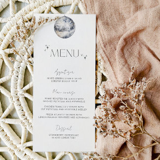 Minimalistische Zilveren Disco Bal Huwelijksmenu Menu
