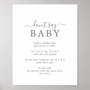 Minimalistische zilveren Don't Say Baby spelbord Poster