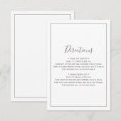 Minimalistische Zilveren Richtingenkaart Informatiekaartje (Voorkant / Achterkant)