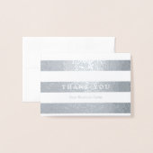 Minimalistische zilveren strepen Bedankt Folie Kaarten (Voorkant met envelop)