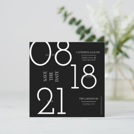 Minimalistische Zilveren Witte Trouw  Save The Date (Staand voorkant)
