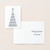 Minimalistische zilverkleurde kerstboom folie kaarten (Display)