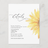 Minimalistische zonnebloem boho bruiloft details informatiekaartje (Voorkant)